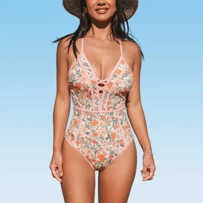 CUPSHE Floral One Piece Swimsuit