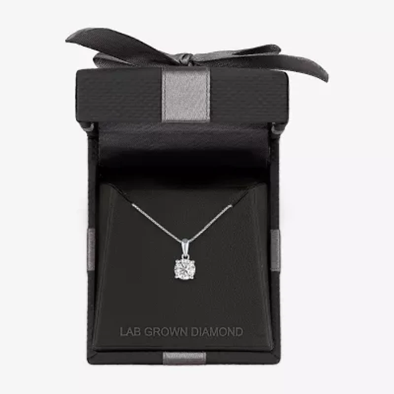 Si2-I1/G-H Womens 1 CT. T.W. Lab Grown White Diamond Sterling Silver Round 18 Inch Pendant Necklace
