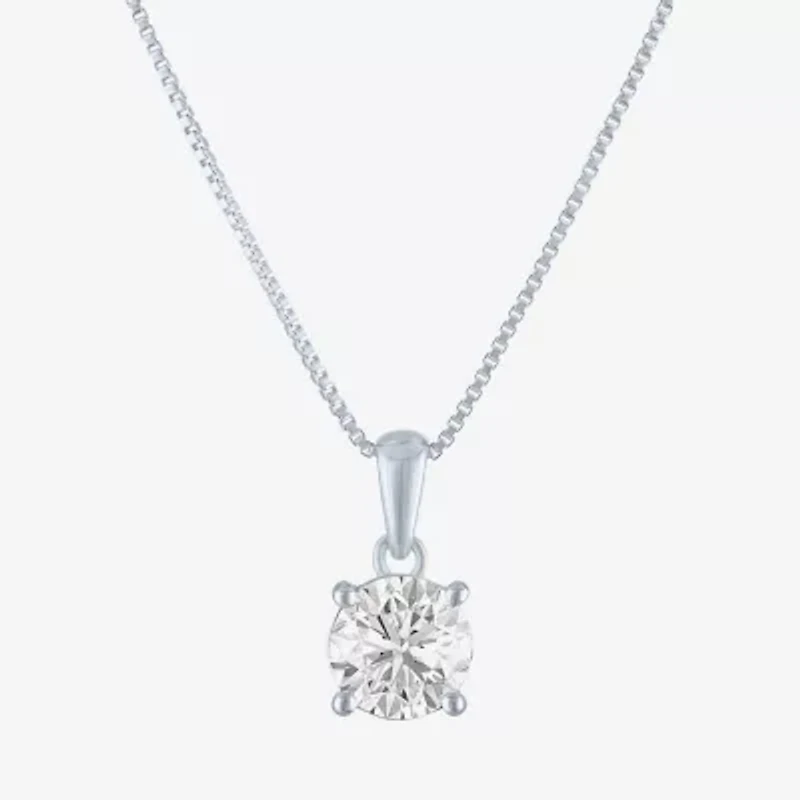 Si2-I1/G-H Womens 1 CT. T.W. Lab Grown White Diamond Sterling Silver Round 18 Inch Pendant Necklace