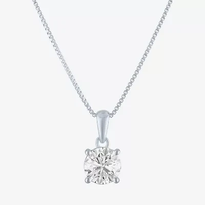 Si2-I1/G-H Womens 1 CT. T.W. Lab Grown White Diamond Sterling Silver Round 18 Inch Pendant Necklace