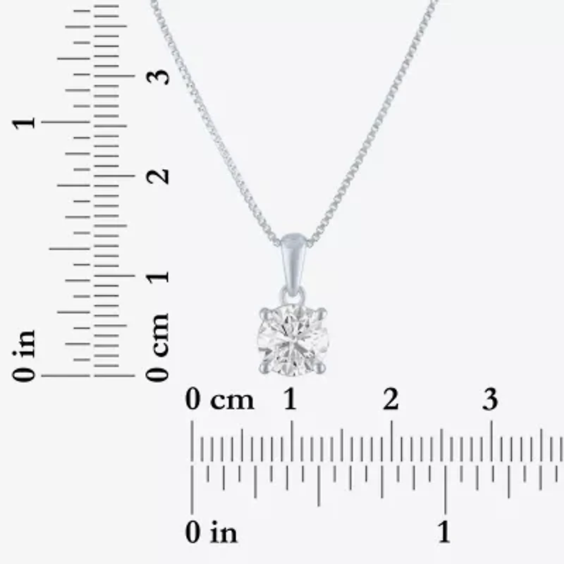 Si2-I1/G-H Womens 1 CT. T.W. Lab Grown White Diamond Sterling Silver Round 18 Inch Pendant Necklace
