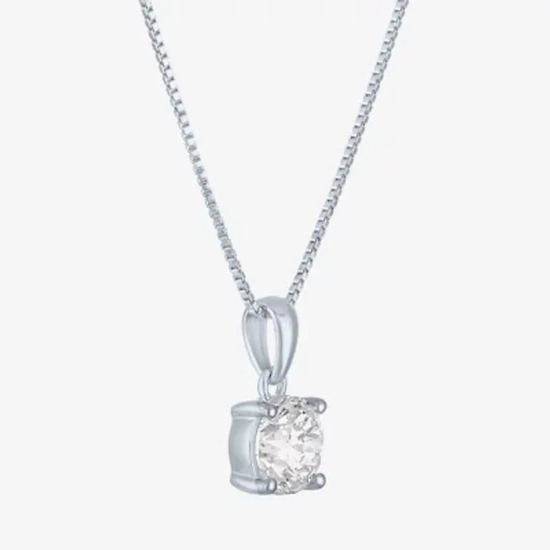 Si2-I1/G-H Womens 1 CT. T.W. Lab Grown White Diamond Sterling Silver Round 18 Inch Pendant Necklace