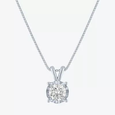 Womens 1/2 CT. T.W. Lab Grown White Diamond Sterling Silver Round Pendant
