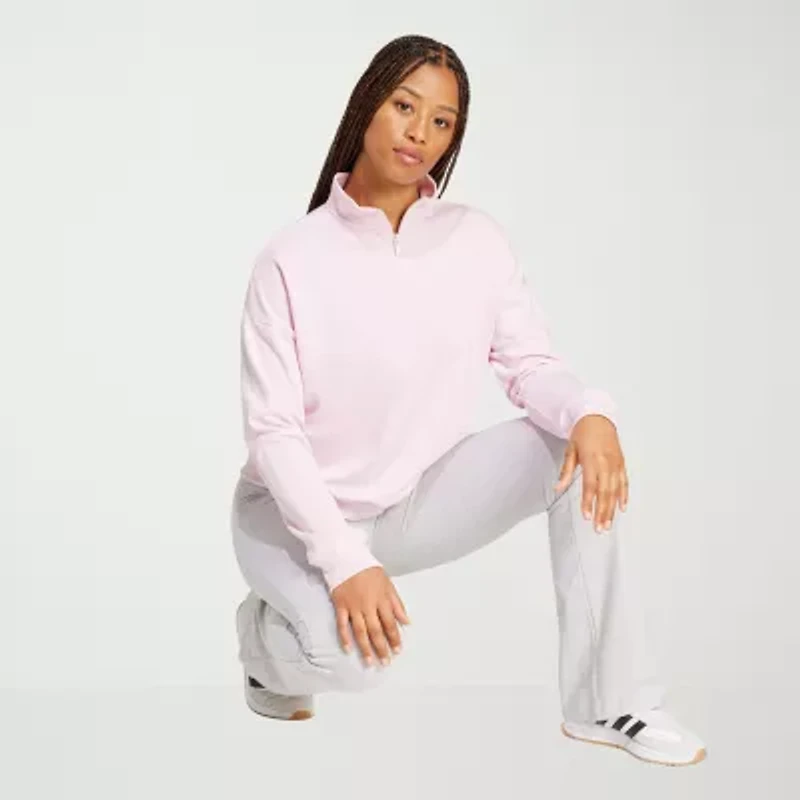 adidas Womens Mock Neck Long Sleeve Active Quarter-Zip Pullover