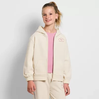 PUMA Big Kid Girls Long Sleeve Fleece Zipper Active Hoodie