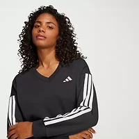 adidas 3 Stripes French Terry V Neck Sweatshirt