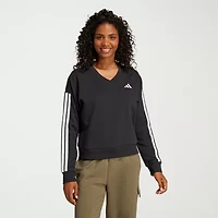 adidas 3 Stripes French Terry V Neck Sweatshirt