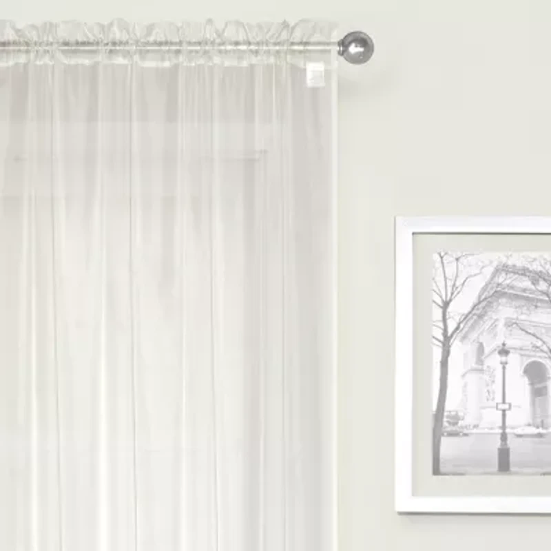 Crystal Sheer Rod Pocket Set of 2 Curtain Panel