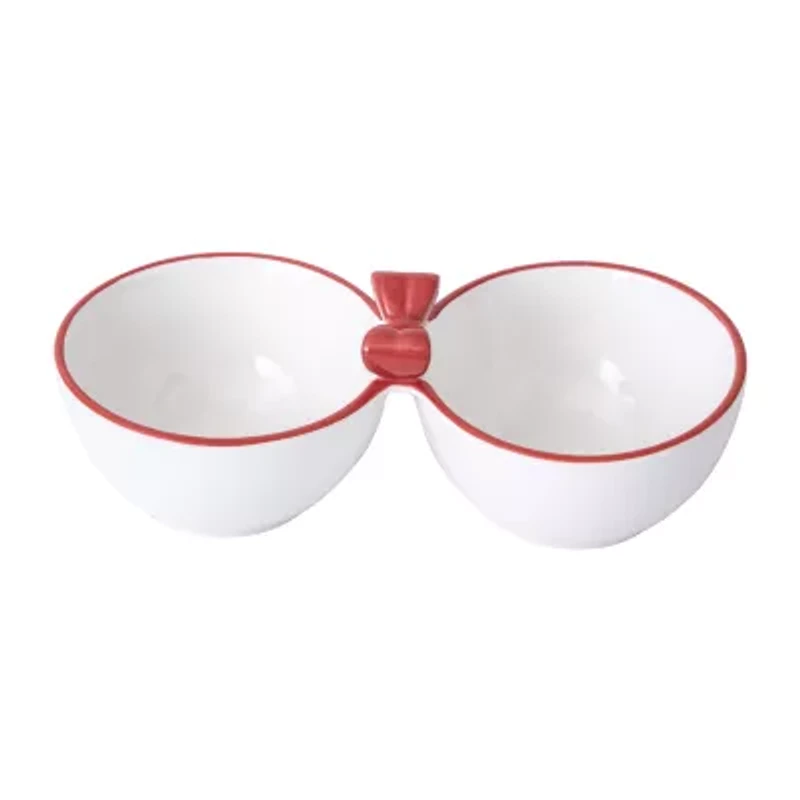 Martha Stewart Holiday Bow Double Snack Serving Bowl