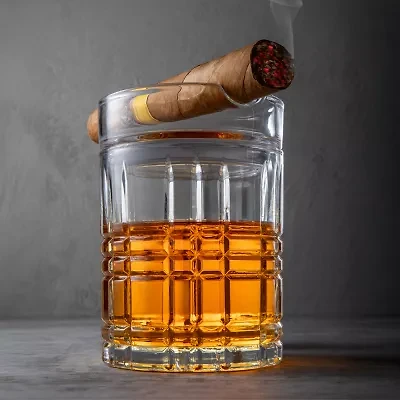 Godinger Silver Whiskey and Rye Double Old Fashioned Cigar Glass Set