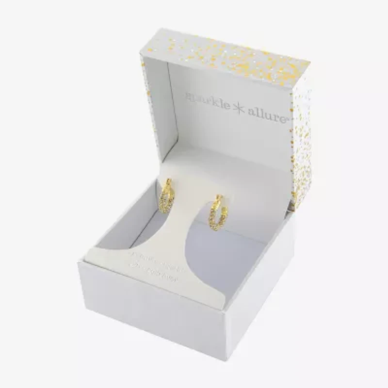 Sparkle Allure Womens Crystal 24K Gold Over Brass 15mm Hoop Earrings