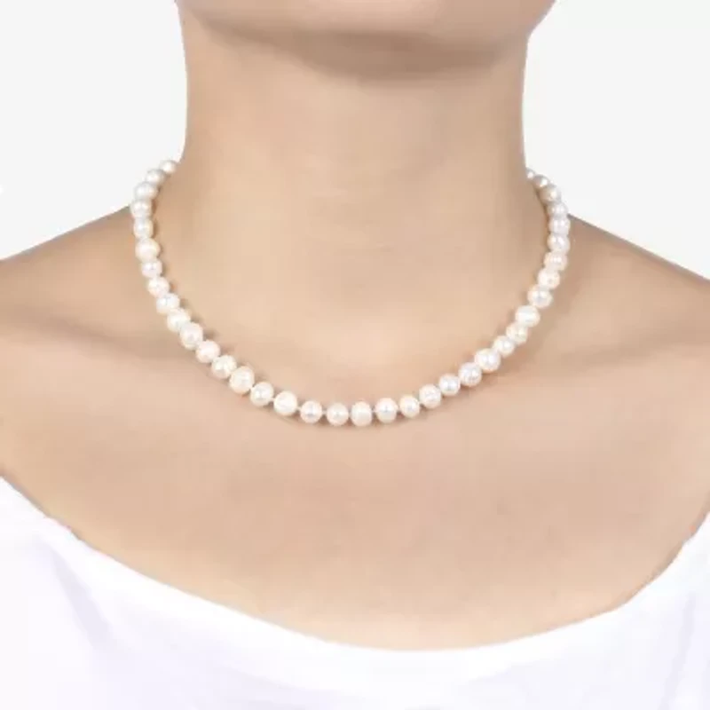 Silver Treasures Womens White 16 Inch Strand Necklace