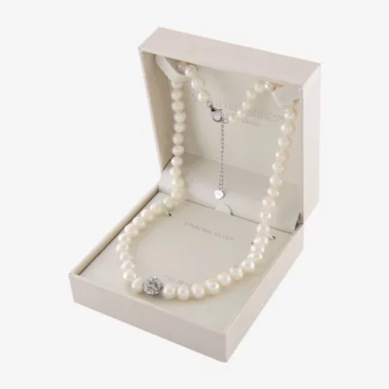 Silver Treasures Womens White 16 Inch Strand Necklace