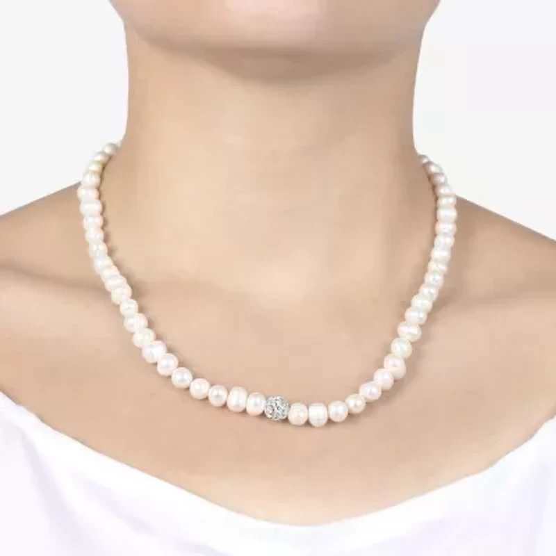 Silver Treasures Womens White 16 Inch Strand Necklace
