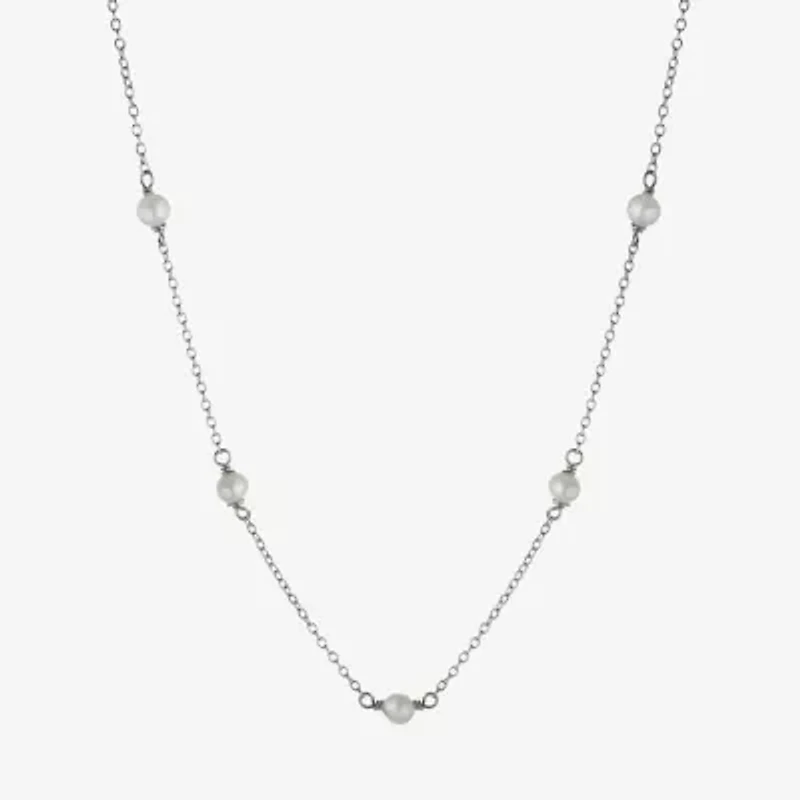 Silver Treasures Womens White 16 Inch Strand Necklace