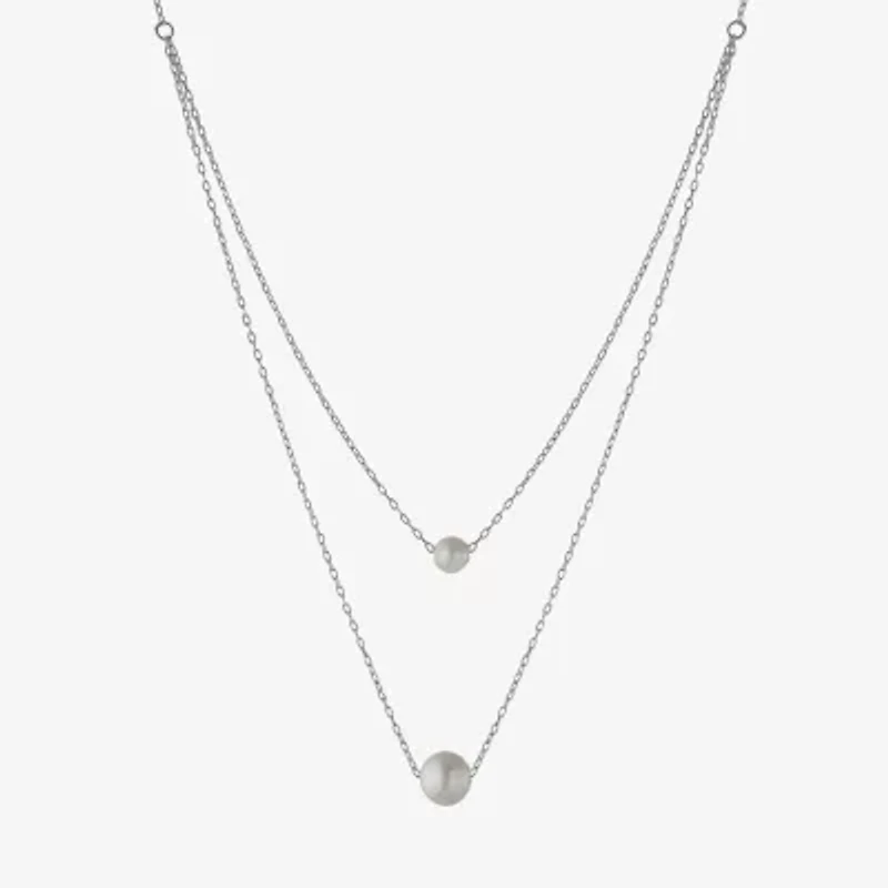 Silver Treasures Womens White 16 Inch Strand Necklace