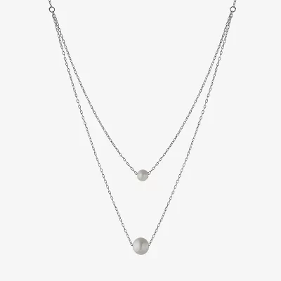 Silver Treasures Womens White 16 Inch Strand Necklace