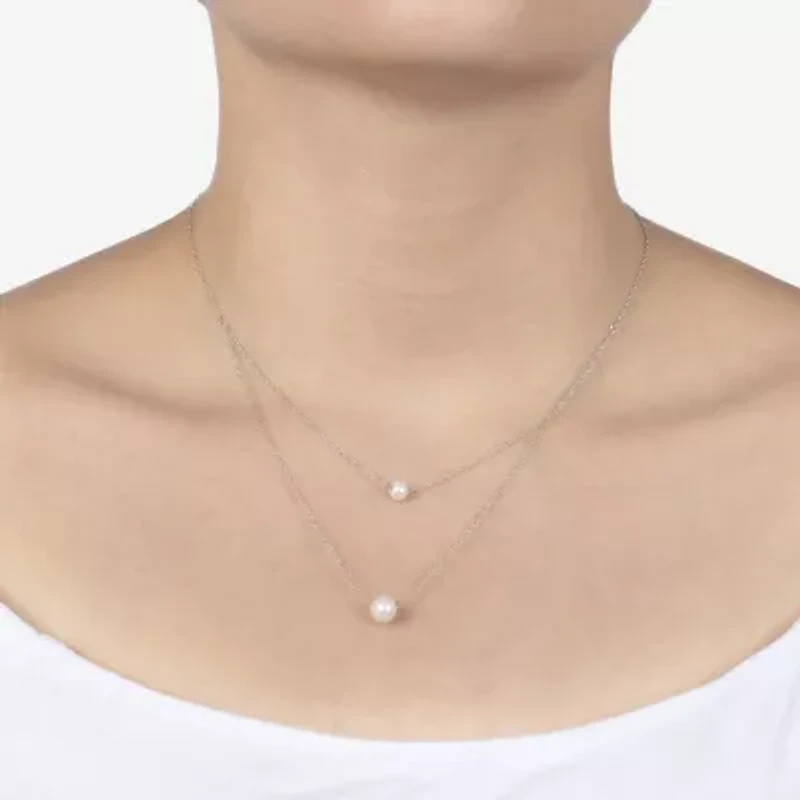 Silver Treasures Womens White 16 Inch Strand Necklace