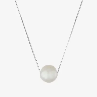 Silver Treasures Womens White Cultured Freshwater Pearl Sterling Silver 18 Inch Pendant Necklace