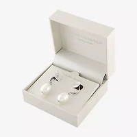 Silver Treasures Cultured Freshwater Pearl Womens White Sterling Silver Drop Earrings