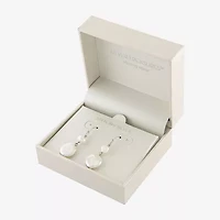 Silver Treasures Cultured Freshwater Pearl Womens White Sterling Silver Drop Earrings