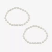 Silver Treasures Cultured Freshwater Pearl Womens 2-pc. White Sterling Silver Bracelet Set