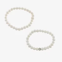 Silver Treasures Cultured Freshwater Pearl Womens 2-pc. White Sterling Silver Bracelet Set