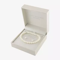 Silver Treasures Cultured Freshwater Pearl Womens White Sterling Silver 2-pc. Jewelry Set