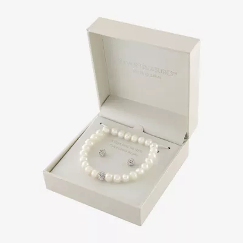Silver Treasures Cultured Freshwater Pearl Womens White Sterling Silver 2-pc. Jewelry Set