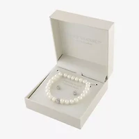 Silver Treasures Cultured Freshwater Pearl Womens White Sterling Silver 2-pc. Jewelry Set