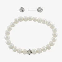 Silver Treasures Cultured Freshwater Pearl Womens White Sterling Silver 2-pc. Jewelry Set
