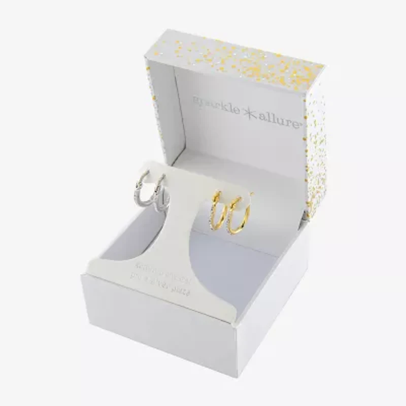 Sparkle Allure Womens Crystal 2 Pair Earring Set