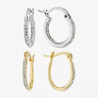 Sparkle Allure Womens Crystal 2 Pair Earring Set