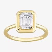 Womens Lab Created White Moissanite 10K Gold Solitaire Engagement Ring