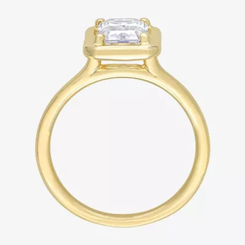 Womens Lab Created White Moissanite 10K Gold Solitaire Engagement Ring