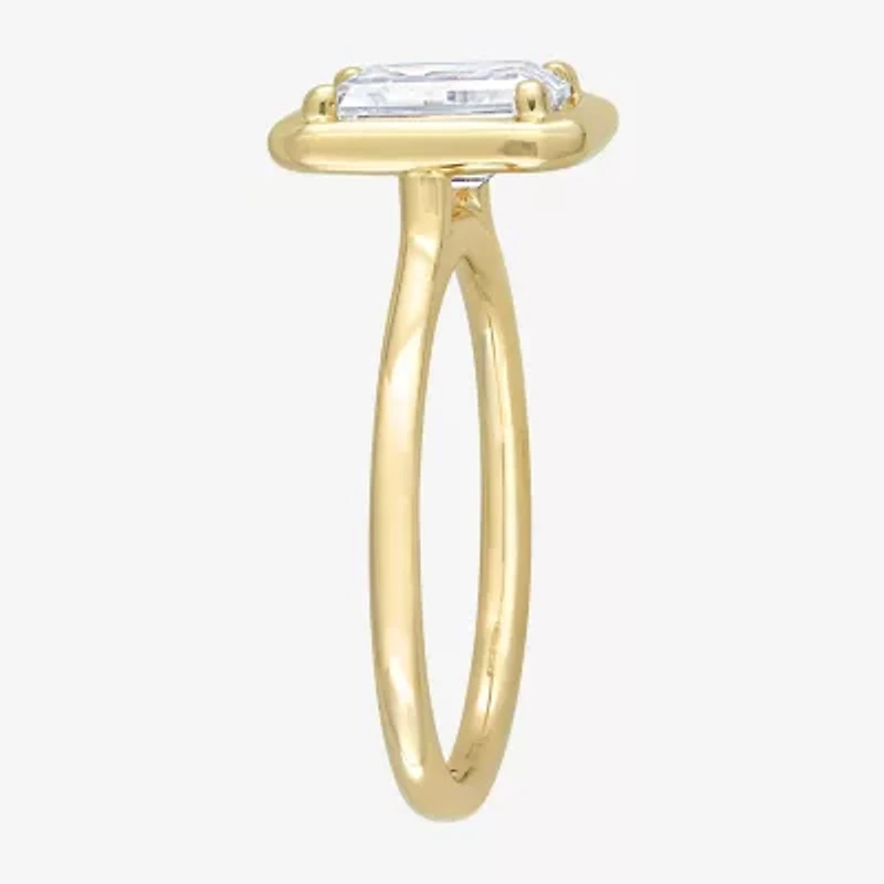 Womens Lab Created White Moissanite 10K Gold Solitaire Engagement Ring