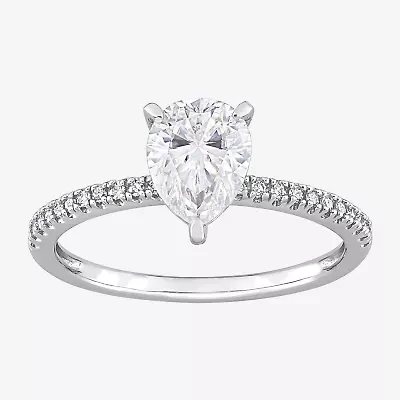 Womens 1/10 CT. T.W. Lab Created White Moissanite 14K Gold Solitaire Engagement Ring