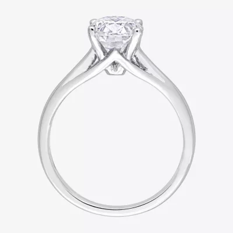 Womens Lab Created White Moissanite 14K Gold Solitaire Engagement Ring