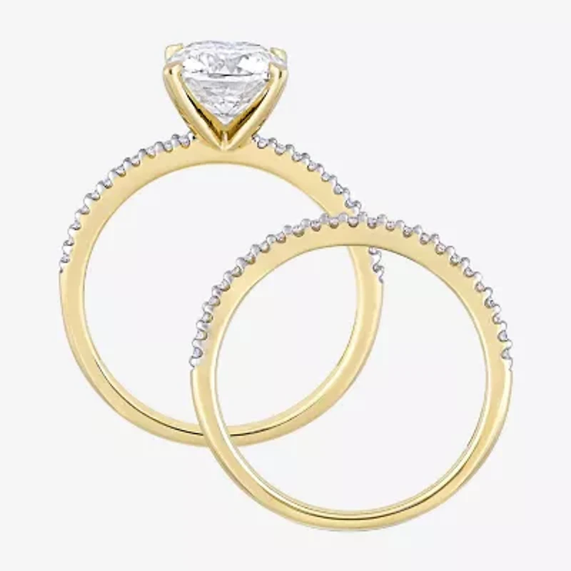 Womens 1/10 CT. T.W. Lab Created White Moissanite 14K Gold Bridal Set