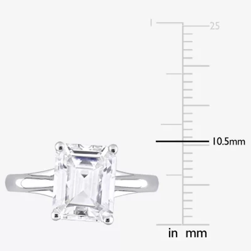 Womens Lab Created White Moissanite 10K Gold Solitaire Engagement Ring
