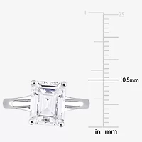 Womens Lab Created White Moissanite 10K Gold Solitaire Engagement Ring