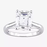 Womens Lab Created White Moissanite 10K Gold Solitaire Engagement Ring
