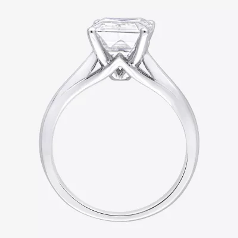 Womens Lab Created White Moissanite 10K Gold Solitaire Engagement Ring
