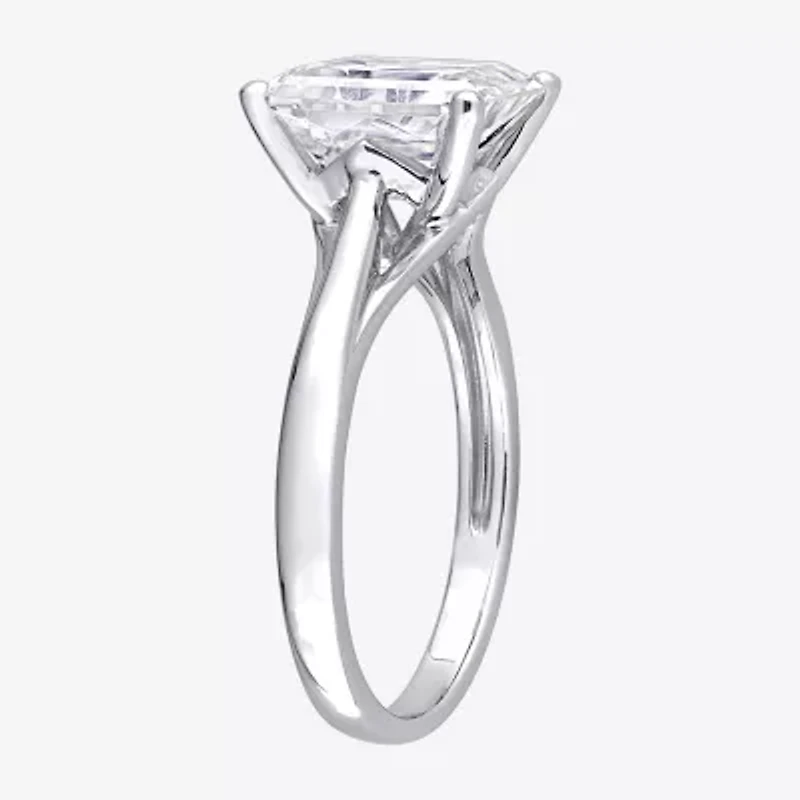 Womens Lab Created White Moissanite 10K Gold Solitaire Engagement Ring