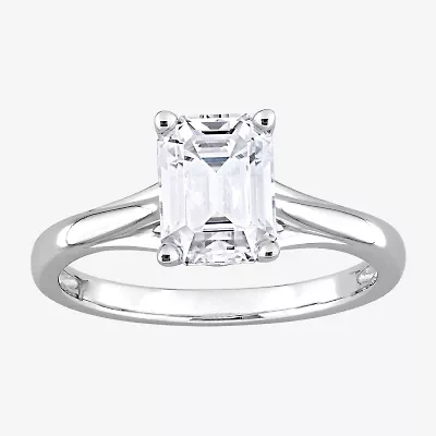 Womens Lab Created White Moissanite 14K Gold Solitaire Engagement Ring