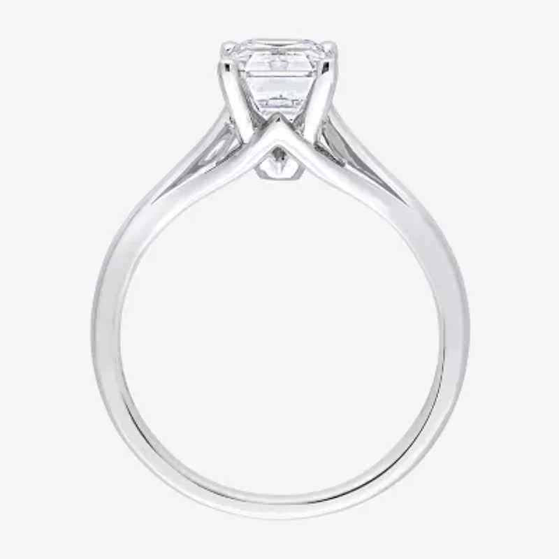 Womens Lab Created White Moissanite 14K Gold Solitaire Engagement Ring
