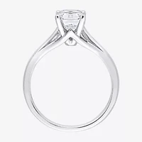 Womens Lab Created White Moissanite 14K Gold Solitaire Engagement Ring