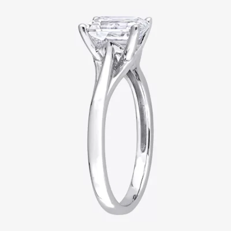 Womens Lab Created White Moissanite 14K Gold Solitaire Engagement Ring