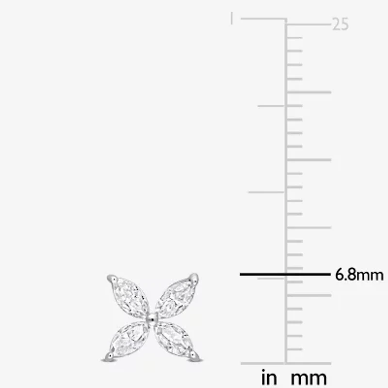 Lab Created White Moissanite 10K White Gold 6.8mm Flower Stud Earrings