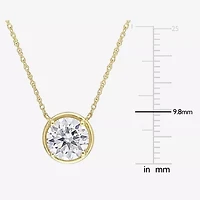 Womens Lab Created White Moissanite 10K Gold Round 17 Inch Pendant Necklace